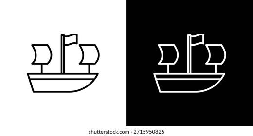 Icono de la carabela. Símbolo plano simple. Ilustración de pictograma de contorno negro perfecto