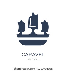 caravel icon. Trendy flat vector caravel icon on white background from Nautical collection, vector illustration can be use for web and mobile, eps10