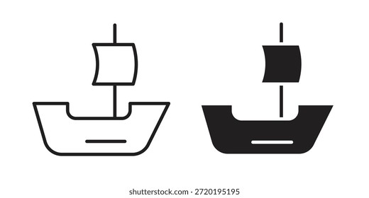 Ícones de caravela. Pixel perfeito. Ícone de contorno de vetor. Conceito de logotipo plano.