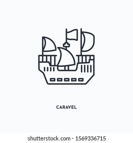 Caravel outline icon. Simple linear element illustration. Isolated line Caravel icon on white background. Thin stroke sign can be used for web, mobile and UI.