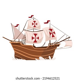 Caravel Sailing Boat Icon Isolated