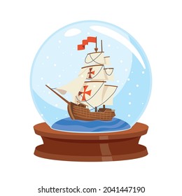 caravel in sphere souvenir icon