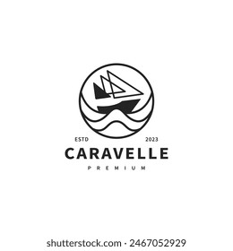 caravelle boat icon logo design illustration