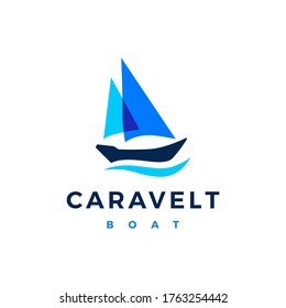 caravelt boat logo vector icon illustration