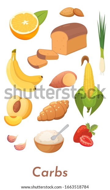 Carb Food Set Vector Carbs Icons Stock Vector (Royalty Free) 1663518784