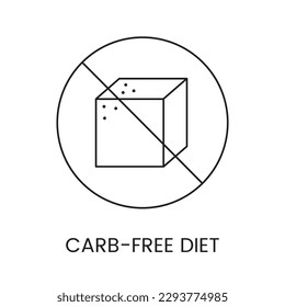 Icono de línea dietética libre de carbohidratos en vector, ilustración de bulto de azúcar cruzado.