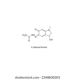 Carbazochrome flat skeletal molecular structure Antifibrinolytics drug used in risk of bleeding treatment. Vector illustration.