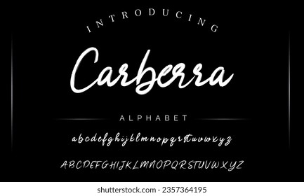 Carberra vector brush style font, alphabet, typeface