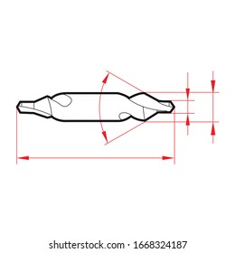 Carbide milling cutter, reamer, tapping and drill bit drawing on a white background