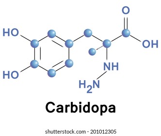 Carbidopa molecule, vector illustration.