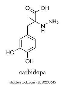 Carbidopa Parkinson's Disease drug. Prevents peripheral breakdown of levodopa, allowing more L-DOPA to reach the brain. Skeletal formula.