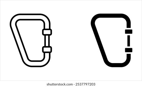 Carbine icons set simple vector. Clip hook climber on white background