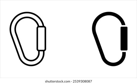 Los iconos de carabina establecen un Vector simple. Escalador de gancho de Clip sobre fondo blanco