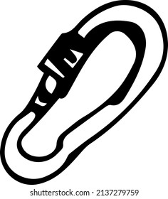 Carbine, insurance, belt. Hand-drawn black and white vector illustration. Isolated object on a white background. Logo, clipart, template.