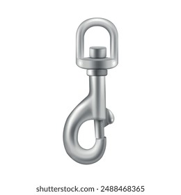 Carbine silver metallic equipment hook lock for climbing protection realistic vector illustration. Steel strong supply for mountaineering extreme sport hiking carabiner alpinism security tool