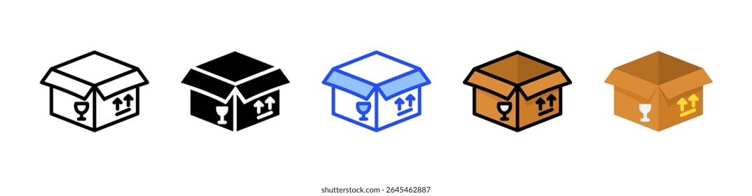 Carboard Box Icon Collection With Multiple Styles