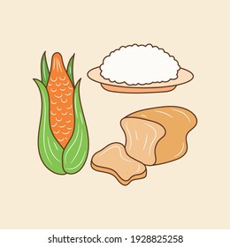 Carbohydrate Food colored line icon, simple grain food vector illustration   