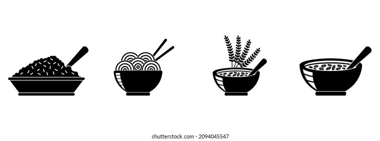 carbohydrate foods icon set, carbohydrate foods vector set sign symbol
