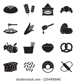 Carbohydrate Icons. Black Flat Design. Vector Illustration. 