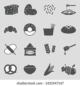 Carbohydrate Icons. Sticker Design. Vector Illustration.