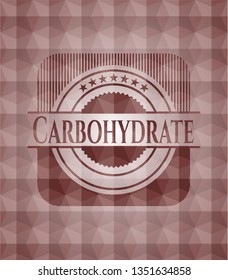 Carbohydrate red emblem with geometric background. Seamless.