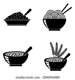 carbohydrates food icon set vector sign symbol