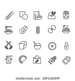 Carbohydrates Icon Set. Nutrition Facts Icon Concept. Symbols Of Nutrients Are Common In Food Products Collection.