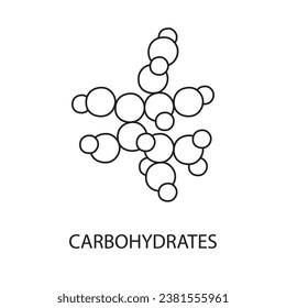 Carbohydrates line vector for food packaging, carbohydrate molecule illustration.