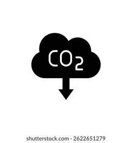 Carbon absorbing icon. Simple solid style. CO2 emissions, carbon dioxide reduction, low, reduce, neutral, environment concept. Black silhouette, glyph symbol. Vector illustration isolated.