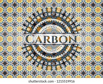 Carbon arabic emblem background. Arabesque decoration.