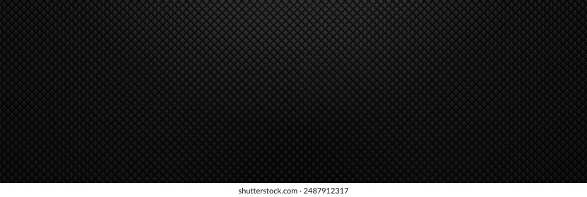 Carbon background. Dark geometric texture. Futuristic metal design for banner, poster or website. Realistic composite material. Black metal cells. Vector illustration.