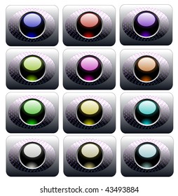 Carbon Blue Jewelry-Style WhiteGold and Gem-Stones button Collection