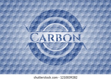Carbon blue polygonal emblem.