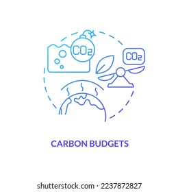 Carbon budgets blue gradient concept icon. CO2 equivalent measure. Sustainability. Global net zero goal abstract idea thin line illustration. Isolated outline drawing. Myriad Pro-Bold fonts used