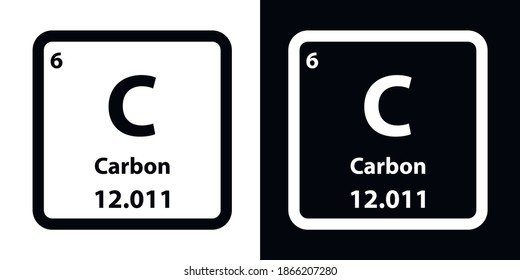 Carbon	C chemical element icon. The chemical element of the periodic table. Sign with atomic number. 