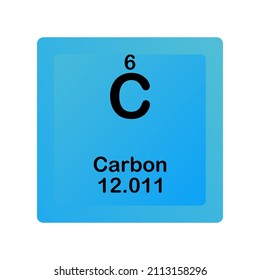 Carbon C Chemical Element vector illustration diagram, with atomic number and mass. Simple flat dark gradient design for education, lab, science class.