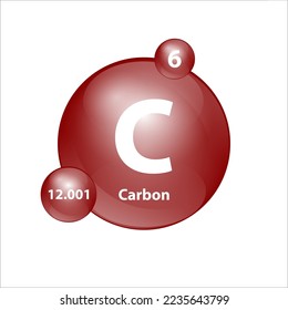 Carbon (C) Icon structure chemical element round shape circle brown easily. 3D Illustration vector. Chemical element of periodic table Sign with atomic number. Study in science for education. 
