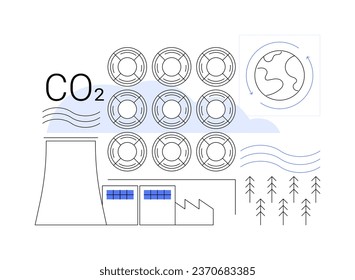 Carbon capture abstract concept vector illustration. Carbon capture and storage process, ecology environment, modern purification system, major source of gas emissions abstract metaphor.