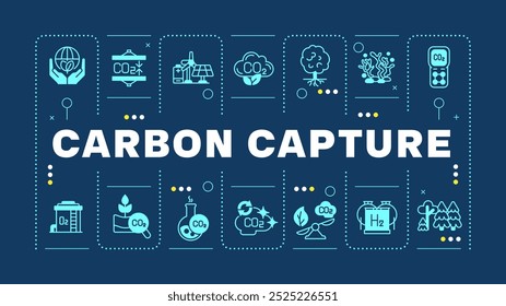 Konzept der CO2-Abscheidung. CO2-Adsorption, Naturschutz. Umweltverschmutzung, Ökologie. Visuelle Kommunikation. Vektorgrafik mit Beschriftungstext, bearbeitbare Glyphensymbole