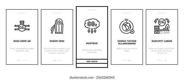 carbon capture co2 storage onboarding mobile vector energy footprint, utilization sequestration, green, technology, pollution reduction carbon capture co2 storage illustrations