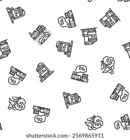 carbon capture co2 storage vector seamless pattern thin line illustration