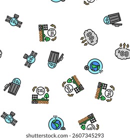 carbon capture co2 storage vector seamless pattern thin line illustration