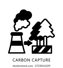 Ilustración Mini Del Icono Del Glifo De La Captura Del Carbono, Uso Para El Concepto Moderno, Impresión, Ui, Kit De La Ux, Web Y Desarrollo Del App. Vector Relacionado Con La Tecnología Verde Y Más