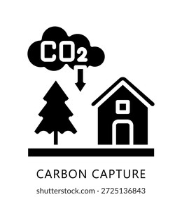 Carbon Capture Glyph Icon Mini Illustration, Use For Modern Concept, Print, Ui, Ux Kit, Web And App Development. Vector Related To Green Technology And More