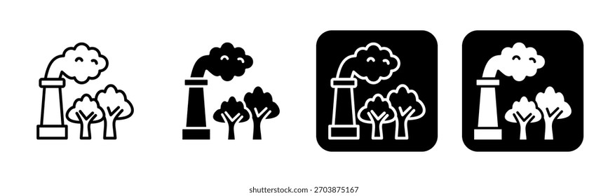 Línea de iconos de captura de carbono y Colección de estilo de relleno negro