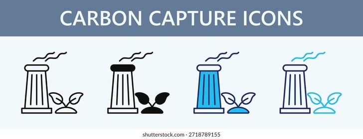 Conjunto de iconos de captura de carbono Colección de estilo múltiple