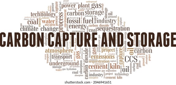 Carbon Capture And Storage - CCS Vector Illustration Word Cloud Isolated On White Background.