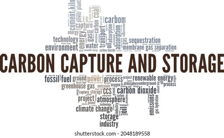 Carbon Capture And Storage - CCS Vector Illustration Word Cloud Isolated On White Background.