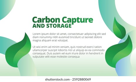 Carbon Capture and Storage concept. presentation templates corporate business annual report layout. abstract green leafs with line gradient clean look vector template 