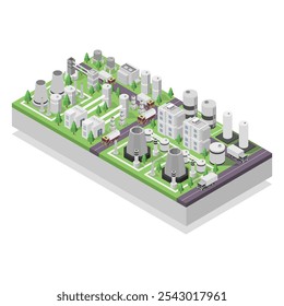 Almacenamiento de captura de carbono isométrico ilustrado sobre fondo blanco